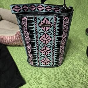 Embroidered Black and Pink Bucket Bag Banda Bag